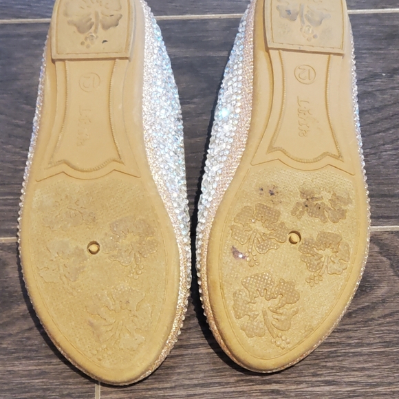 Girls rose gold rhinestone flats size 12 - Picture 2 of 2